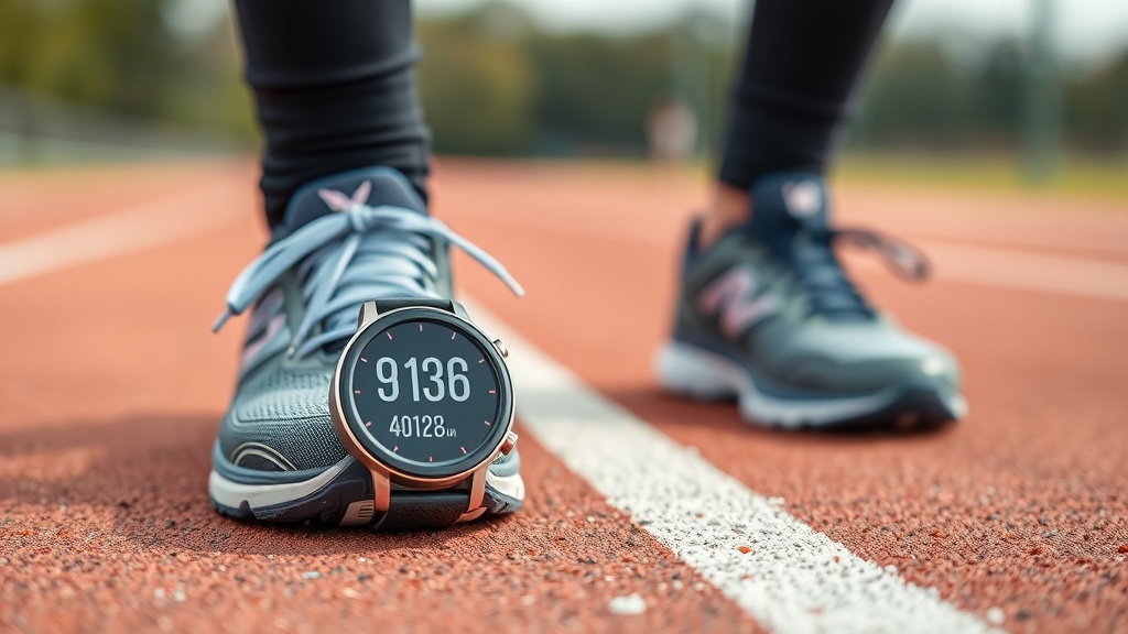 안정적인 러닝을 위해 케이던스를 측정하는 스마트워치와 러닝화의 모습